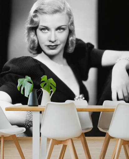 black and white ginger rogers wallpaper mural called Ginger Rogers for home offices, bedrooms and cinema rooms
