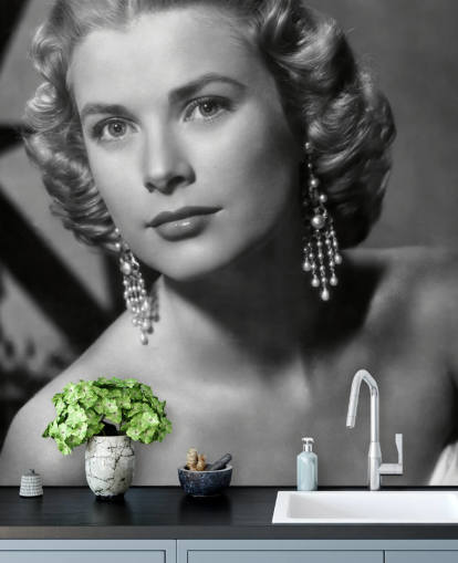 svart og hvitt grace kelly veggmaleri kalt Grace Kelly (Dial M for Murder) 