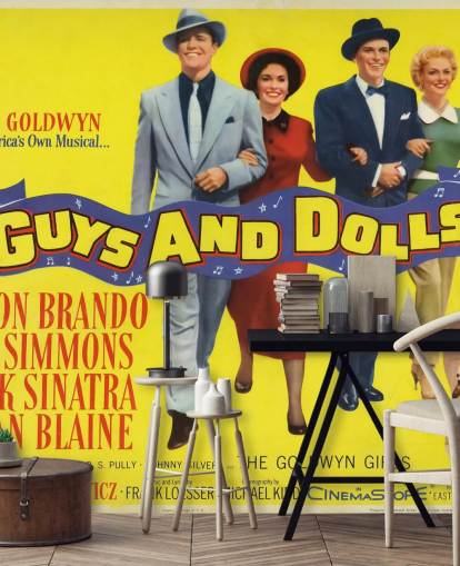 colored movie poster wallpaper mural called Guys and Dolls for bedrooms, living rooms and home offices