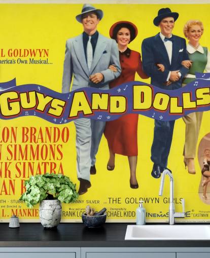 colored movie poster wallpaper mural called Guys and Dolls for bedrooms, living rooms and home offices