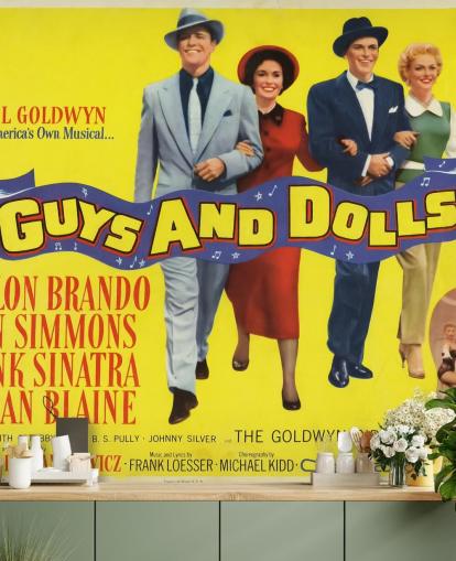 farvet filmplakat tapetmaleri kaldet Guys and Dolls til soveværelser, stuer og hjemmekontorer