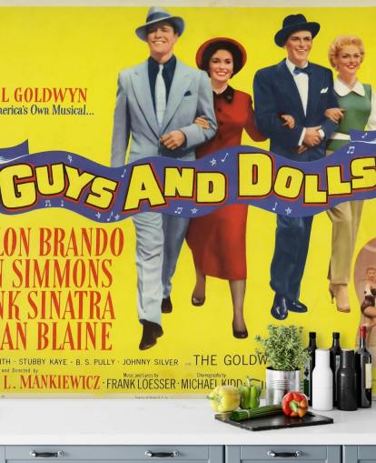 papier peint d'affiche de film coloré appelé Guys and Dolls pour les chambres à coucher, les salons et les bureaux à domicile