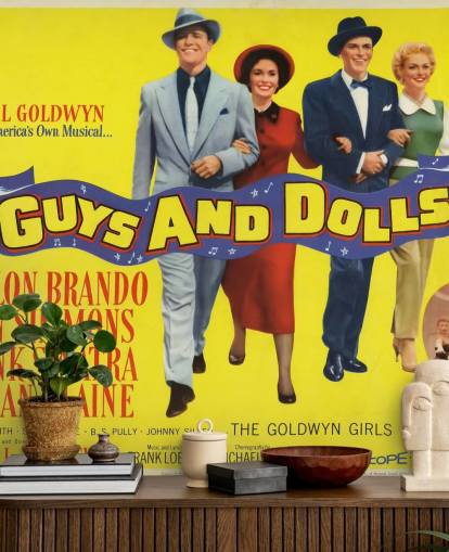 mural de papel de parede de pôster de filme colorido chamado Guys and Dolls para quartos, salas de estar e escritórios domésticos