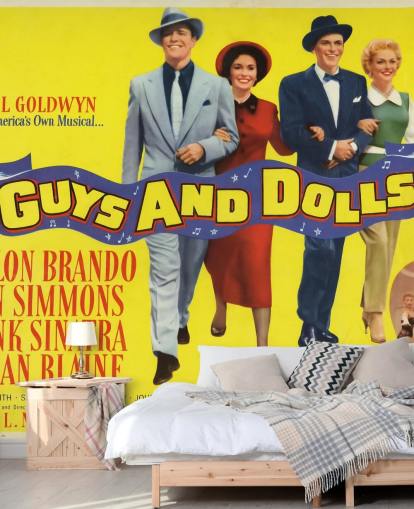 farvet filmplakat tapetmaleri kaldet Guys and Dolls til soveværelser, stuer og hjemmekontorer