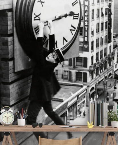 papier peint mural de film muet en noir et blanc appelé Harold Lloyd (Safety Last !) pour les chambres, les bureaux et les entreprises papier peint mural de film muet en noir et blanc appelé Harold Lloyd (Safety Last !) pour les chambres, les bureaux et les entreprises