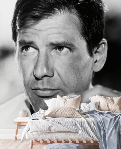 black and white indiana jones wallpaper mural called Harrison Ford (Indiana Jones and the Temple of Doom)