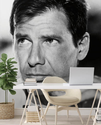 mural de papel pintado de indiana jones en blanco y negro llamado Harrison Ford (Indiana Jones y el Templo de la Perdición)