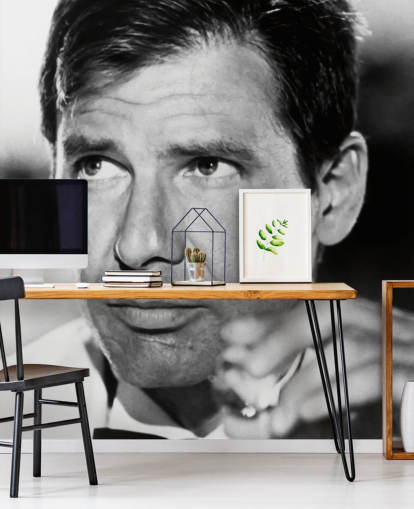 mural de papel de parede de indiana jones preto e branco chamado Harrison Ford (Indiana Jones e o Templo da Perdição)