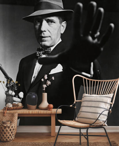 black and white humphrey bogart wallpaper mural called Humphrey Bogart (The Enforcer) for bedrooms and cinema rooms black and white humphrey bogart wallpaper mural called Humphrey Bogart (The Enforcer) for bedrooms and cinema rooms