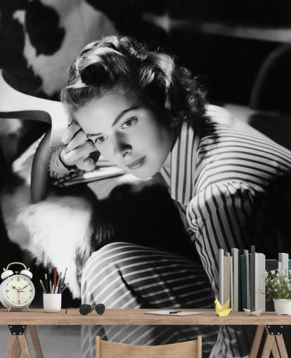 sort/hvid film tapet vægmaleri kaldet Ingrid Bergman til soveværelser og biografrum sort/hvid film tapet vægmaleri kaldet Ingrid Bergman til soveværelser og biografrum