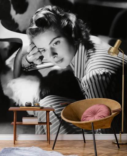 svartvit film tapeter väggmålning kallad Ingrid Bergman för sovrum och biografrum svartvit film tapeter väggmålning kallad Ingrid Bergman för sovrum och biografrum