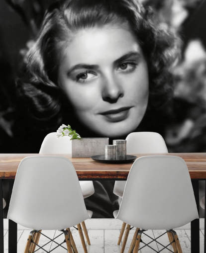 black and white movie star wall mural called Ingrid Bergman II for homes and businesses