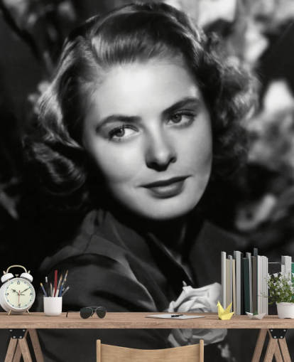sort/hvid filmstjerne vægmaleri kaldet Ingrid Bergman II til hjem og virksomheder sort/hvid filmstjerne vægmaleri kaldet Ingrid Bergman II til hjem og virksomheder