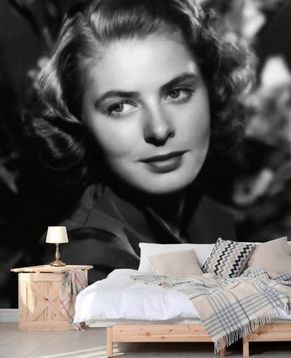 black and white movie star wall mural called Ingrid Bergman II for homes and businesses black and white movie star wall mural called Ingrid Bergman II for homes and businesses