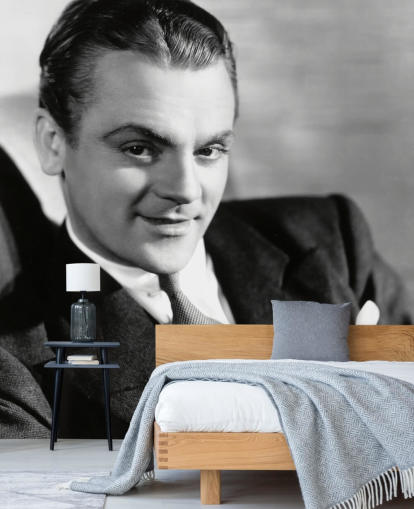 mural de papel pintado de estrella de cine en blanco y negro llamado James Cagney para dormitorios, salas de estar y oficinas en casa