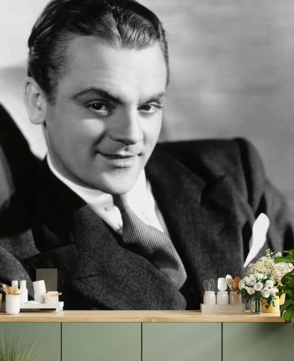 sort/hvid filmstjerne tapetmaleri kaldet James Cagney til soveværelser, stuer og hjemmekontorer