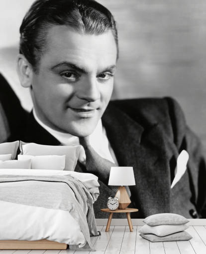 svartvit filmstjärna tapetväggmålning som heter James Cagney för sovrum, vardagsrum och hemmakontor svartvit filmstjärna tapetväggmålning som heter James Cagney för sovrum, vardagsrum och hemmakontor