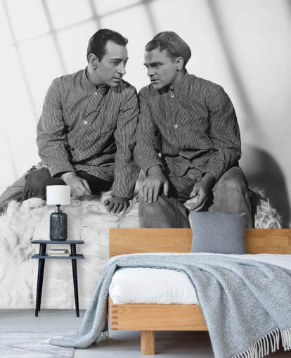 zwart-wit filmbehang met de naam James Cagney & George Raft (Each Dawn I Die)