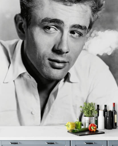 sort/hvid film tapet vægmaleri kaldet James Dean II til soveværelser, stuer og hjemmekontorer