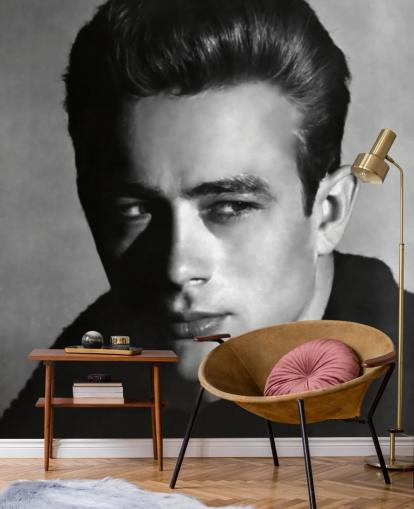 murale di carta da parati cinematografica in bianco e nero chiamato James Dean per camere da letto e salotti