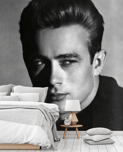 mural de papel de parede de filme em preto e branco chamado James Dean para quartos e salas de estar