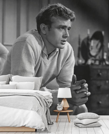 sort og hvid james dean tapet kaldet James Dean (øst for Eden) til soveværelser, biografrum og hjemmekontorer