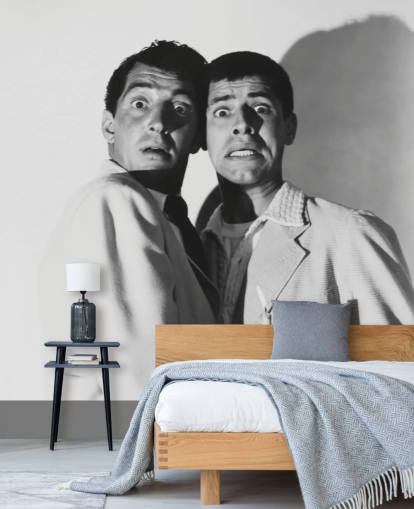 black and white movie wallpaper mural called Jerry Lewis & Dean Martin (Scared Stiff) black and white movie wallpaper mural called Jerry Lewis & Dean Martin (Scared Stiff)