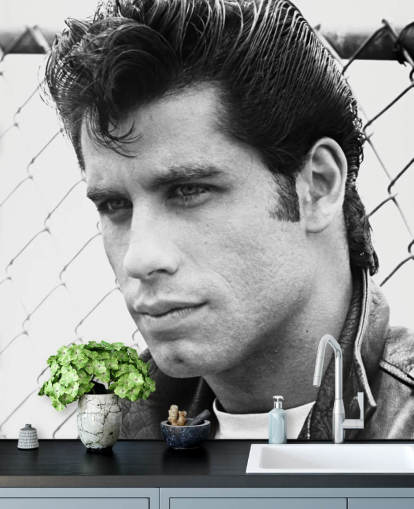 schwarz-weißes Fettwandbild namens John Travolta (Grease) für Schlafzimmer und Wohnzimmer schwarz-weißes Fettwandbild namens John Travolta (Grease) für Schlafzimmer und Wohnzimmer