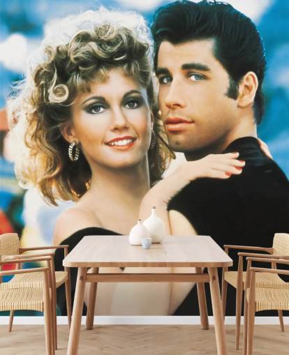 colored grease wallpaper mural called Olivia Newton-John & John Travolta (Grease) for bedrooms, offices and cinema rooms