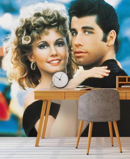 farvet fedt tapetmaleri kaldet Olivia Newton-John & John Travolta (Grease) til soveværelser, kontorer og biografrum farvet fedt tapetmaleri kaldet Olivia Newton-John & John Travolta (Grease) til soveværelser, kontorer og biografrum