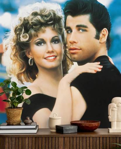 värillinen rasvatapetti seinämaalaus nimeltä Olivia Newton-John & John Travolta (Grease) makuuhuoneisiin, toimistoihin ja elokuvateattereihin