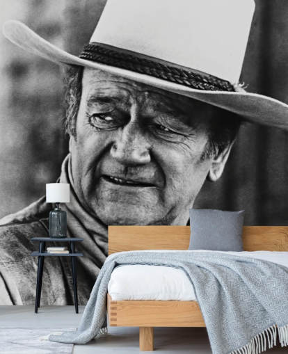 schwarz-weiße Western-Filmtapete namens John Wayne (Chisum) für Schlafzimmer, Wohnzimmer und Heimbüros schwarz-weiße Western-Filmtapete namens John Wayne (Chisum) für Schlafzimmer, Wohnzimmer und Heimbüros