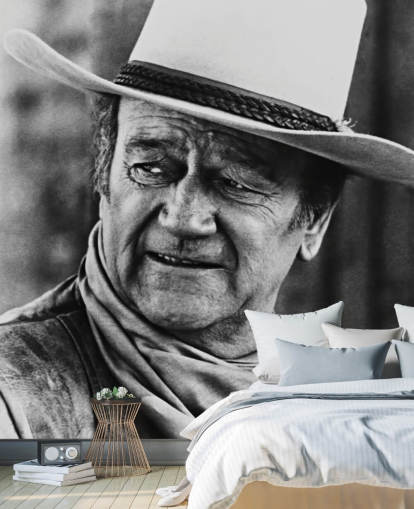 black and white western movie wallpaper mural called John Wayne (Chisum) for bedrooms, living rooms and home offices black and white western movie wallpaper mural called John Wayne (Chisum) for bedrooms, living rooms and home offices
