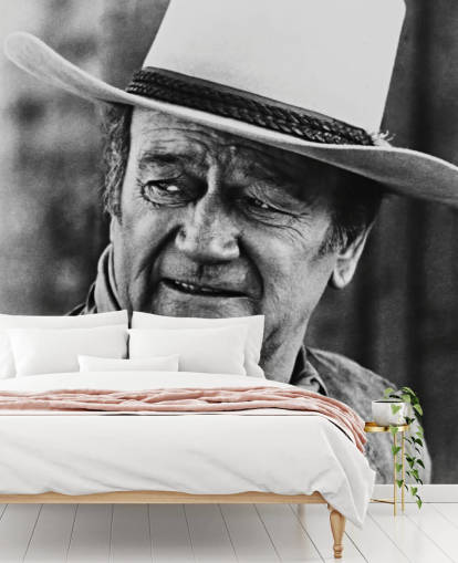 black and white western movie wallpaper mural called John Wayne (Chisum) for bedrooms, living rooms and home offices