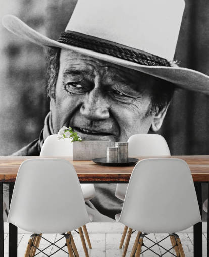 black and white western movie wallpaper mural called John Wayne (Chisum) for bedrooms, living rooms and home offices