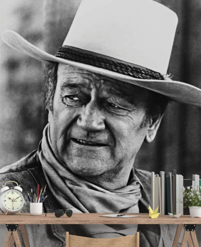 black and white western movie wallpaper mural called John Wayne (Chisum) for bedrooms, living rooms and home offices