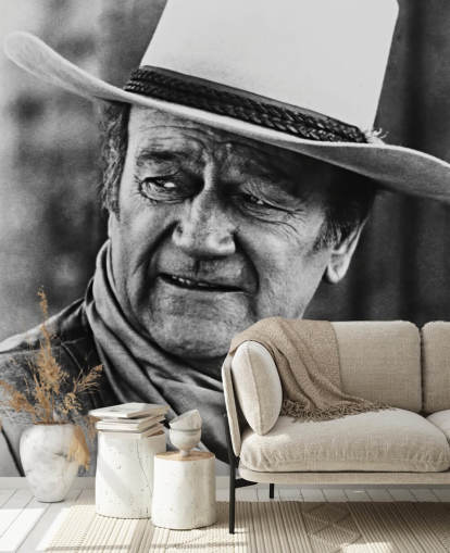 black and white western movie wallpaper mural called John Wayne (Chisum) for bedrooms, living rooms and home offices