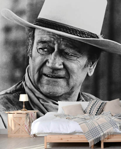 black and white western movie wallpaper mural called John Wayne (Chisum) for bedrooms, living rooms and home offices