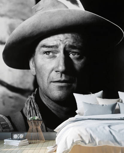 svartvitt john wayne väggmålning som heter John Wayne (Fort Apache)