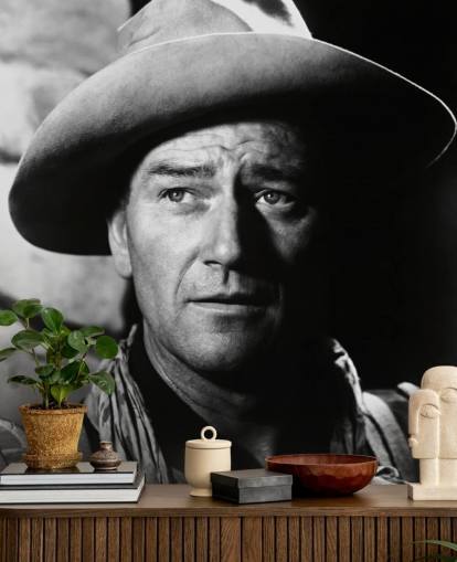fresque murale en noir et blanc de John Wayne appelée John Wayne (Fort Apache)