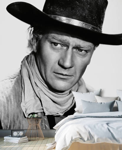 carta da parati murale in bianco e nero con fiume rosso chiamato John Wayne (Red River) per case e uffici