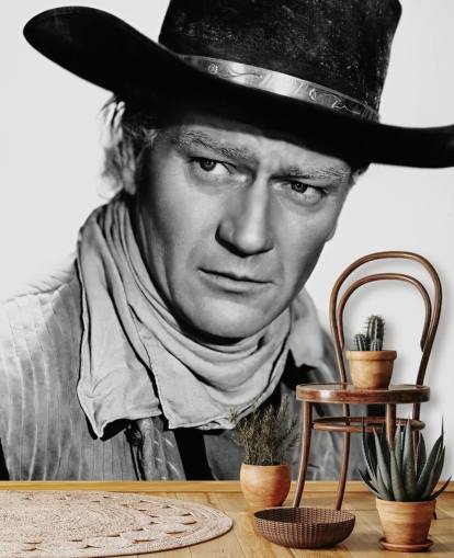 sort og hvid rød flod tapet vægmaleri kaldet John Wayne (Red River) til hjem og kontorer