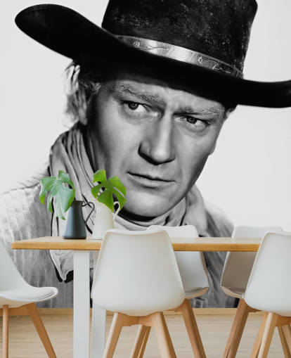 black and white red river wallpaper mural called John Wayne (Red River) for homes and offices