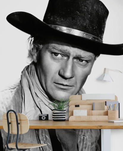 black and white red river wallpaper mural called John Wayne (Red River) for homes and offices