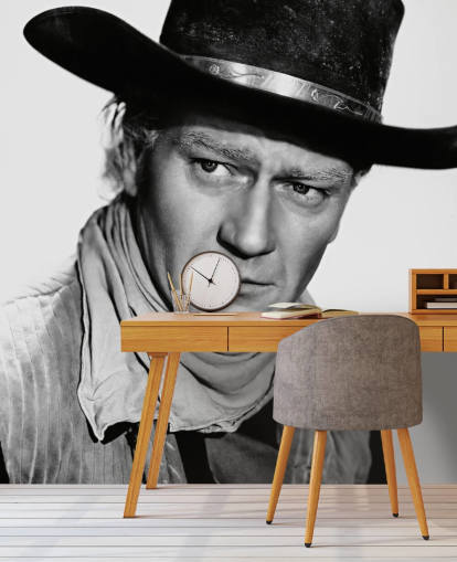 carta da parati murale in bianco e nero con fiume rosso chiamato John Wayne (Red River) per case e uffici