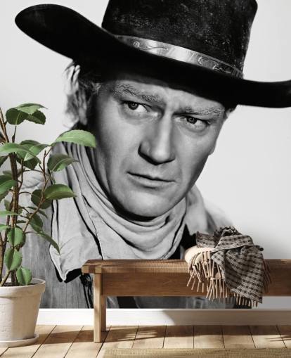 black and white red river wallpaper mural called John Wayne (Red River) for homes and offices