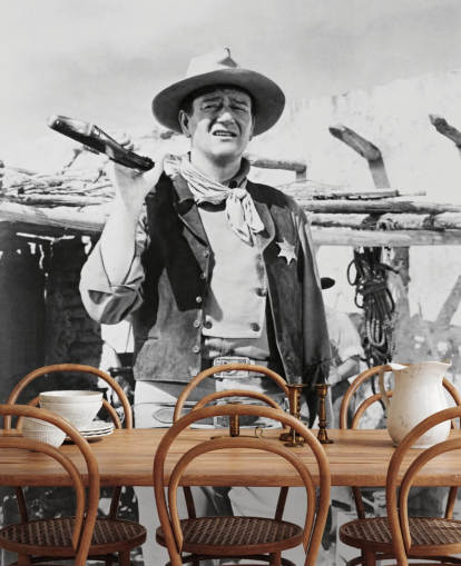 svartvitt john wayne väggmålning som heter John Wayne (Rio Bravo) svartvitt john wayne väggmålning som heter John Wayne (Rio Bravo)