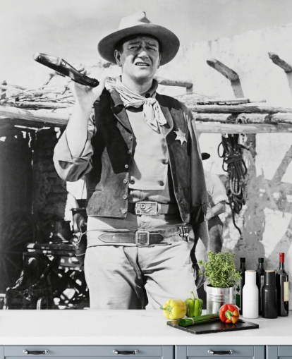 black and white john wayne wall mural called John Wayne (Rio Bravo) 