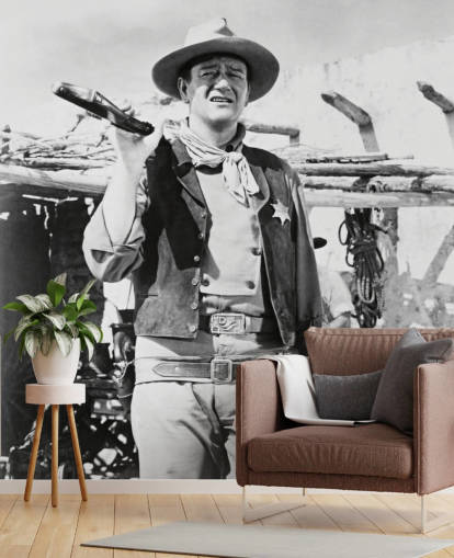 fresque murale noire et blanche de John Wayne appelée John Wayne (Rio Bravo) 