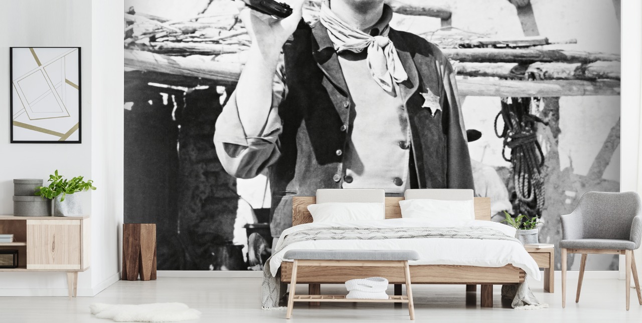 black and white john wayne wall mural called John Wayne (Rio Bravo) 